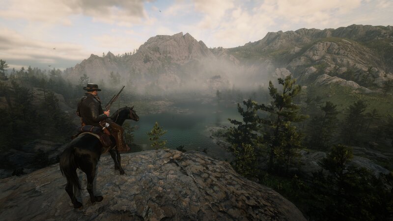 Man on Horse Overlooking Lake