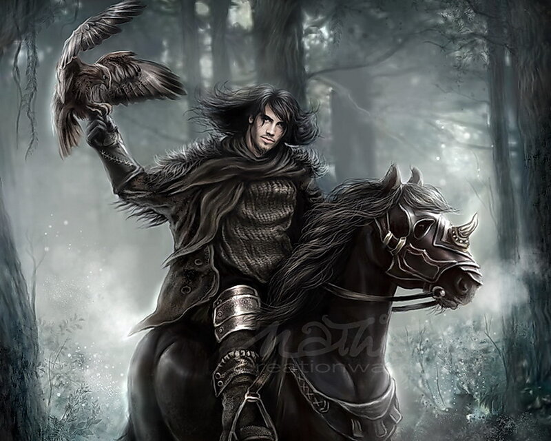 Man on Horse with Bird