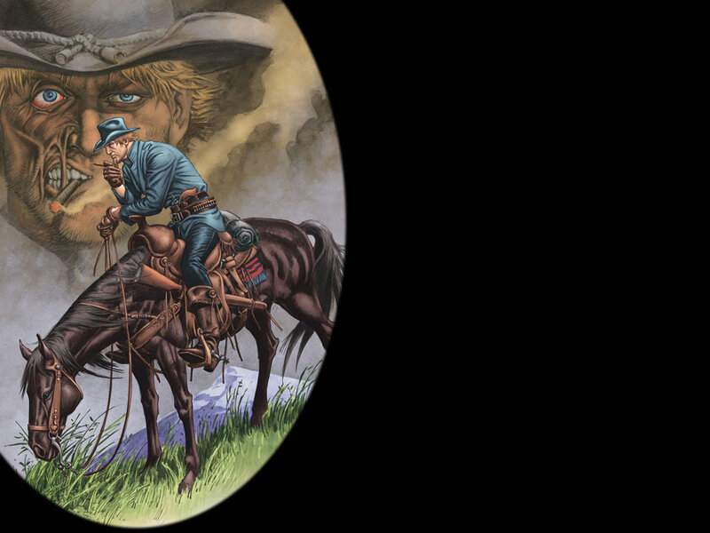 Man on Horse with Ghost Face