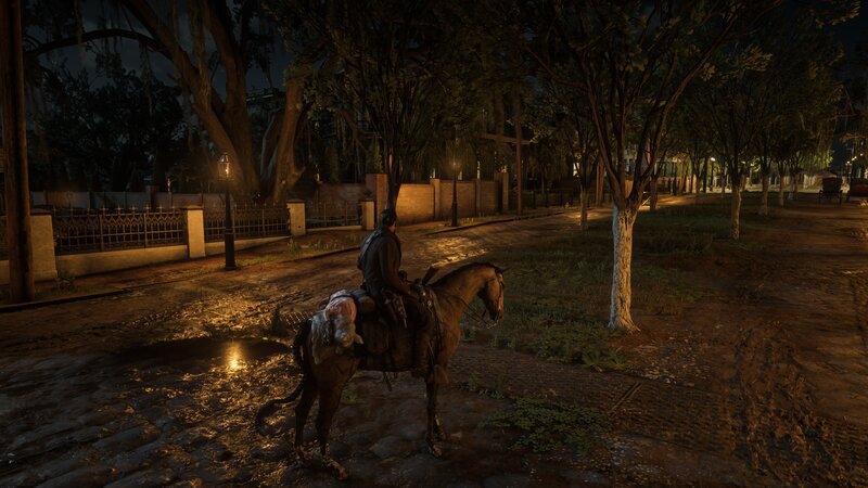 Man on Horseback at Night