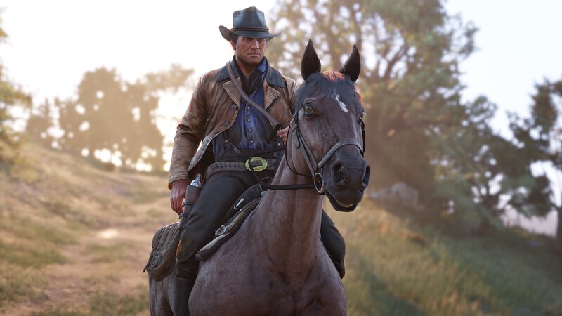 Man on Horseback — Brown, Serene, Sunset
