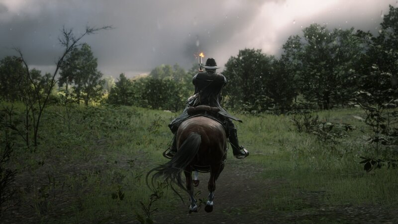 Man on Horseback — Green, Dramatic, Afternoon
