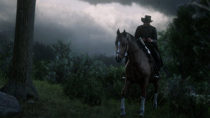 Man on Horseback — Green, Dramatic, Night