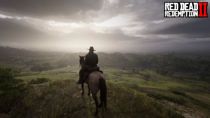 Man on Horseback — Green, Dramatic