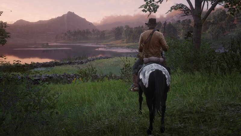 Man on Horseback — Green, Serene, Sunset, 3d Render