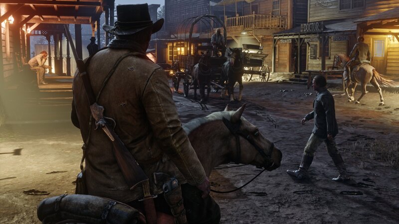 Man on Horseback in Town