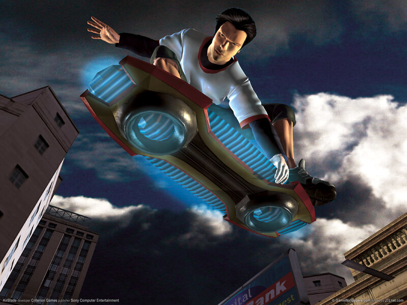 Man on Hoverboard — Blue