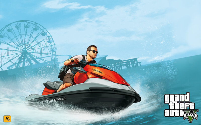 Man on Jet Ski — Blue, Action