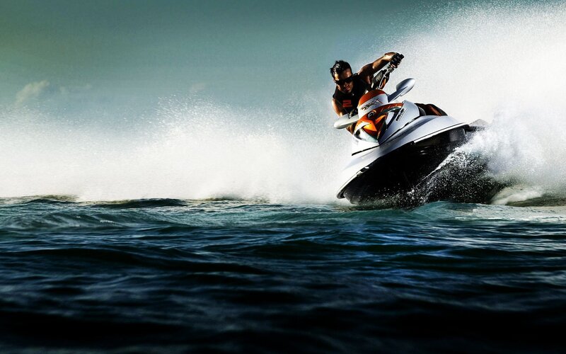 Man on Jet Ski — Blue, Dynamic, Afternoon, Photograph