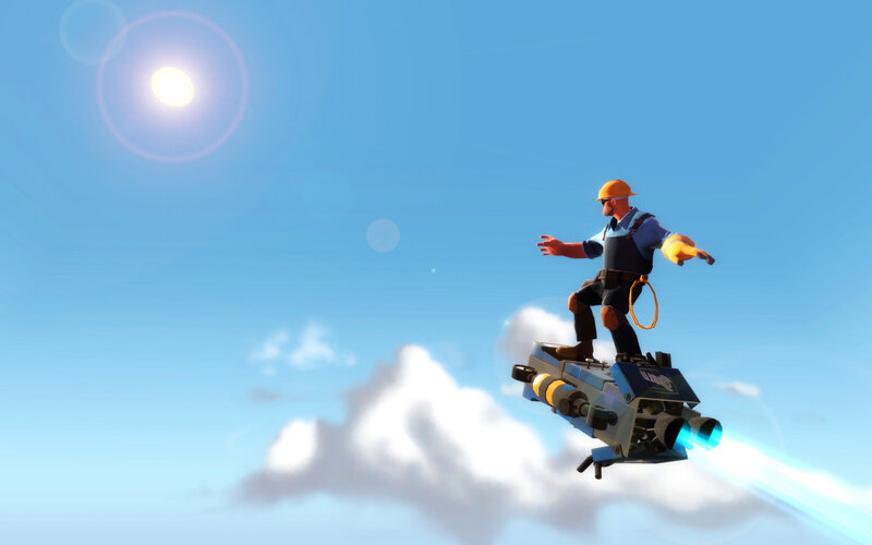 Man on Jetpack — Blue, Serene, Afternoon