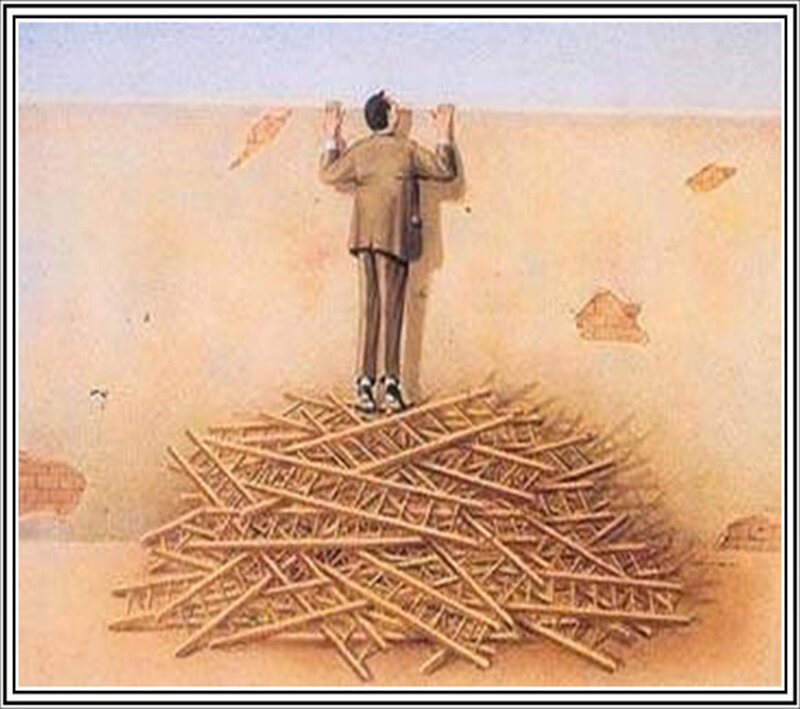 Man on Ladder Pile