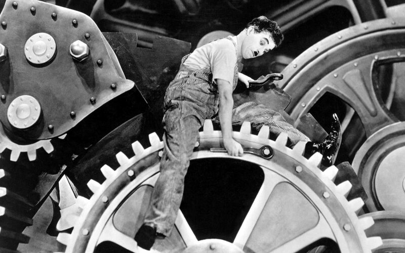 Man on Large Gears — Black