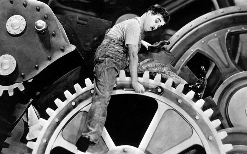 Man on Large Gears