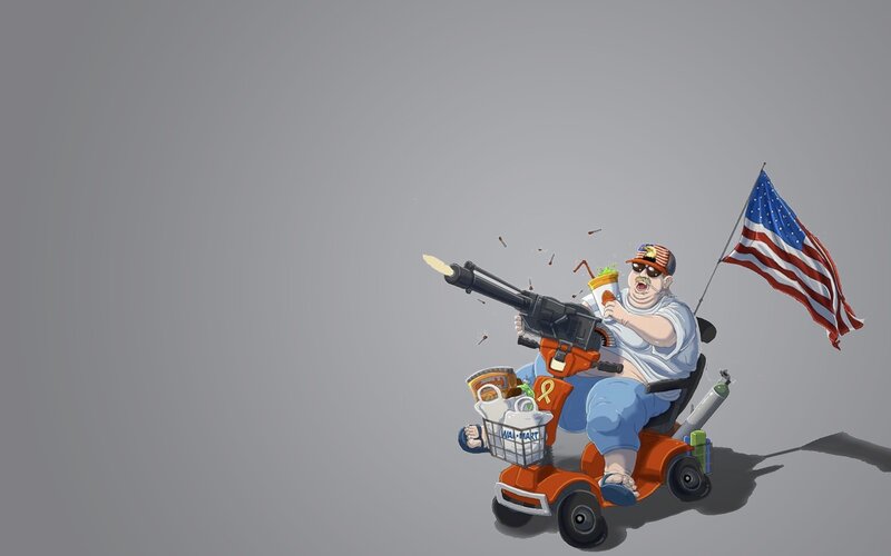 Man on Mobility Scooter — Gray