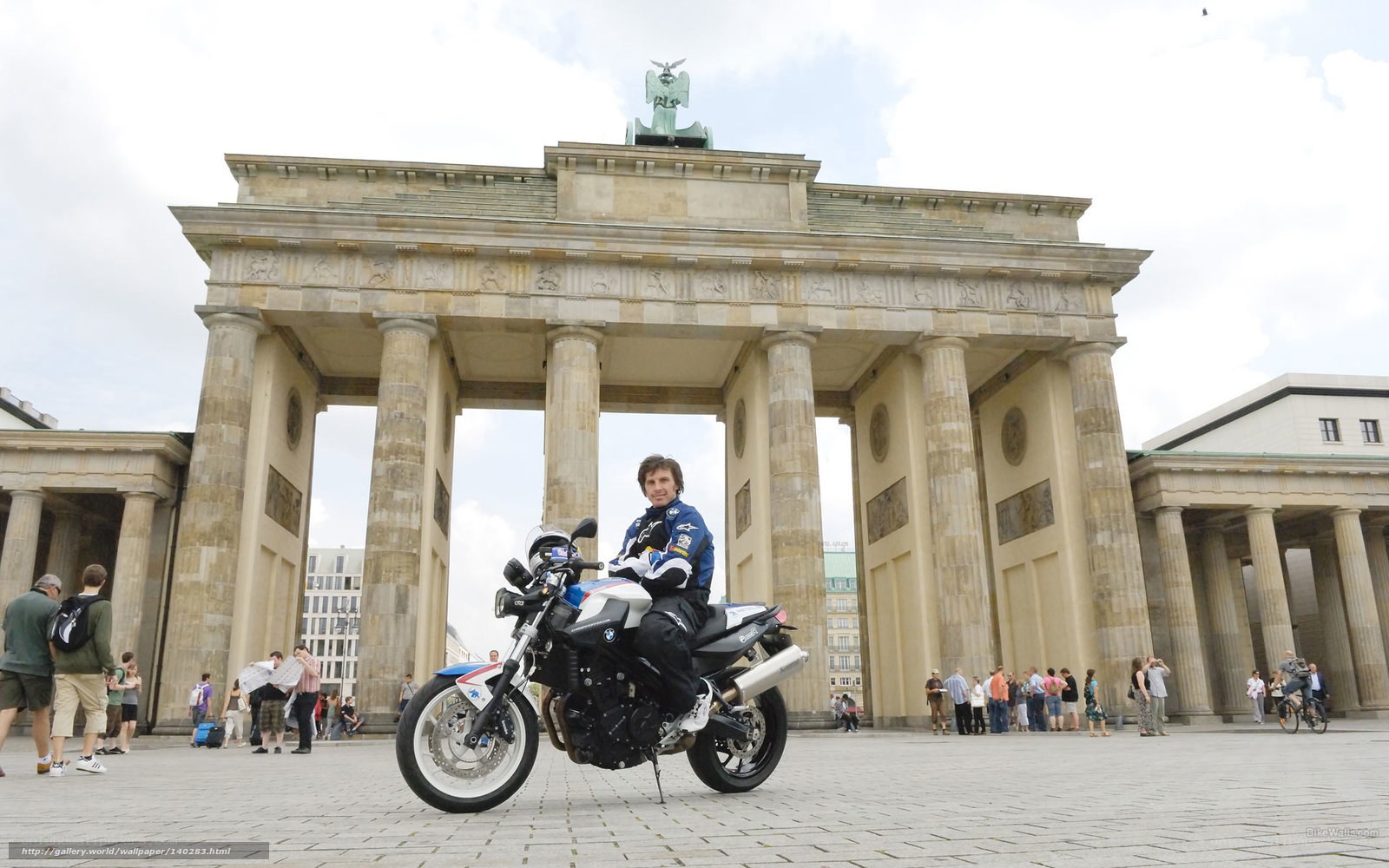 Man on motorcycle at Brandenburg Gate