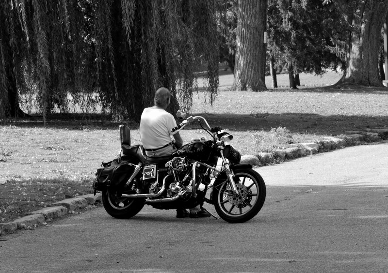 Man on Motorcycle — Black, Calm, Afternoon, Photograph