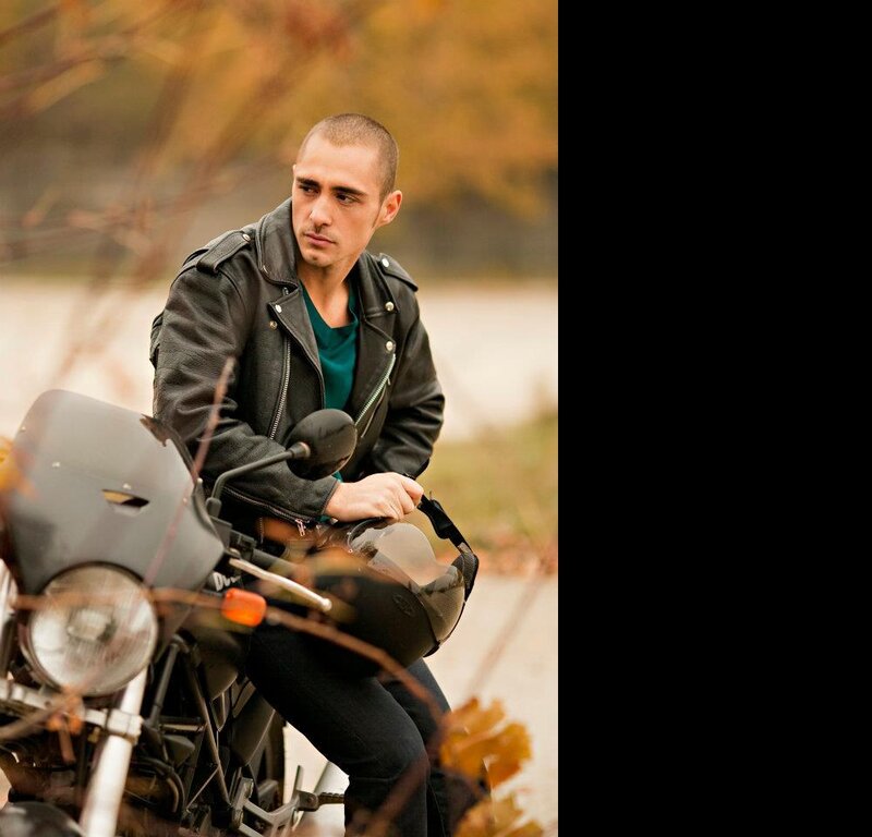 Man on Motorcycle — Black, Contemplative