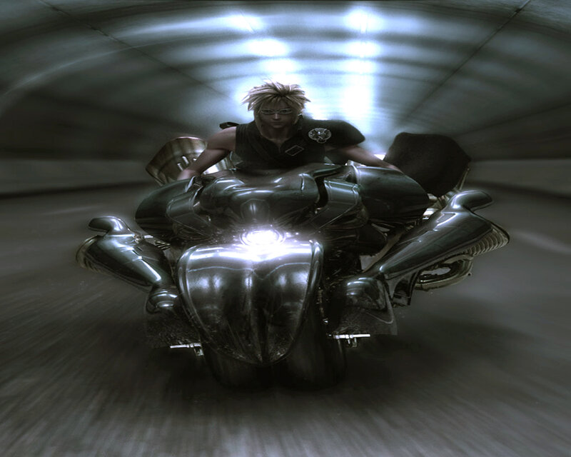 Man on Motorcycle — Black, Dramatic, Digital Art