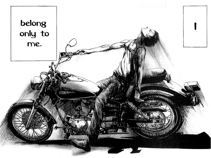 Man on Motorcycle — Black, Dramatic, Manga