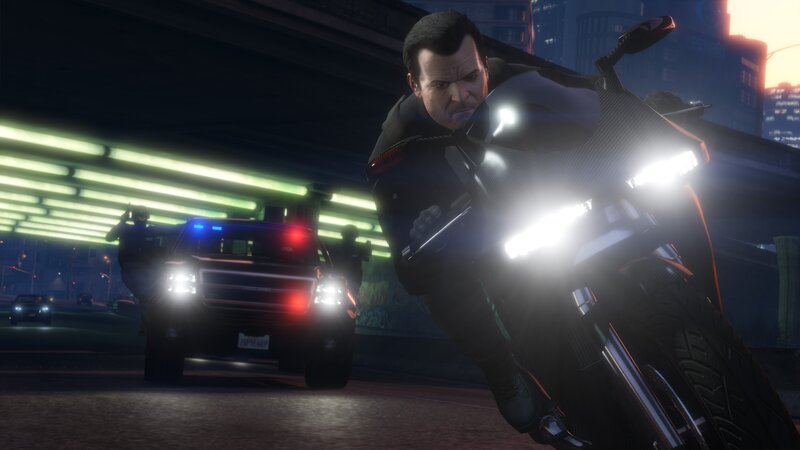 Man on Motorcycle — Black, Dramatic, Night, 3d Render, Police Car
