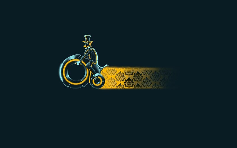 Man on Motorcycle — Black, Dramatic, Night, Digital Art