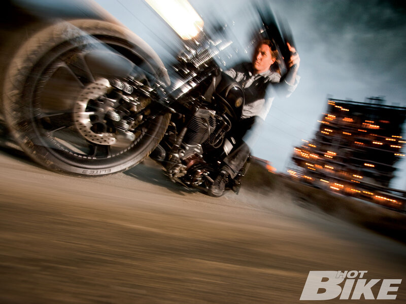Man on Motorcycle — Black, Dynamic, Night