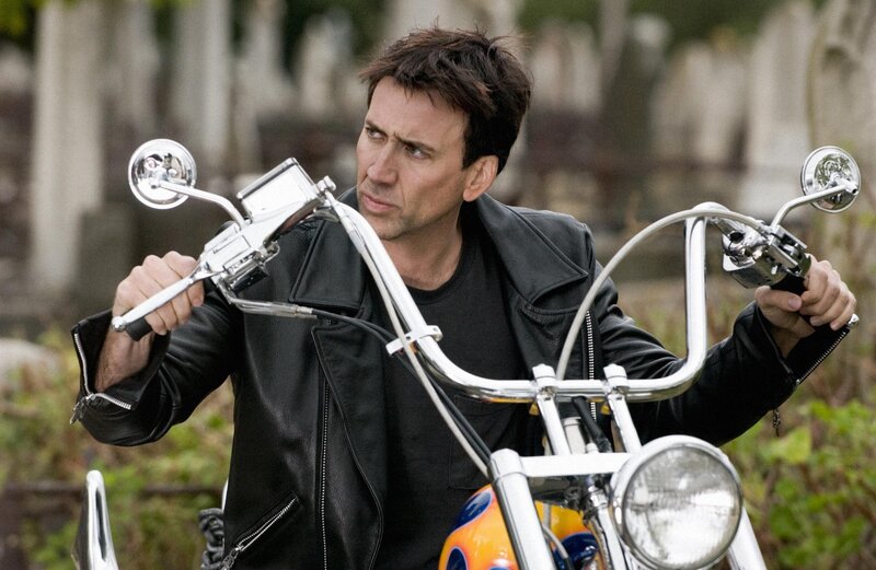 Man on Motorcycle — Black, Serious, Photograph, Leather Jacket