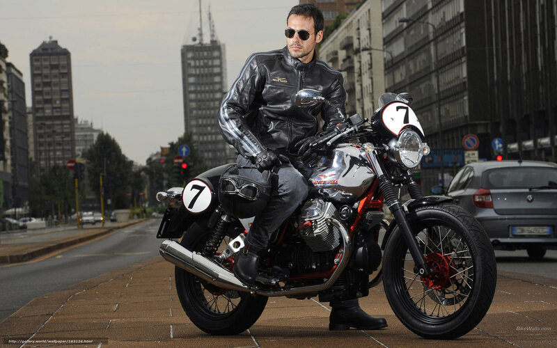 Man on Motorcycle — Black, Urban