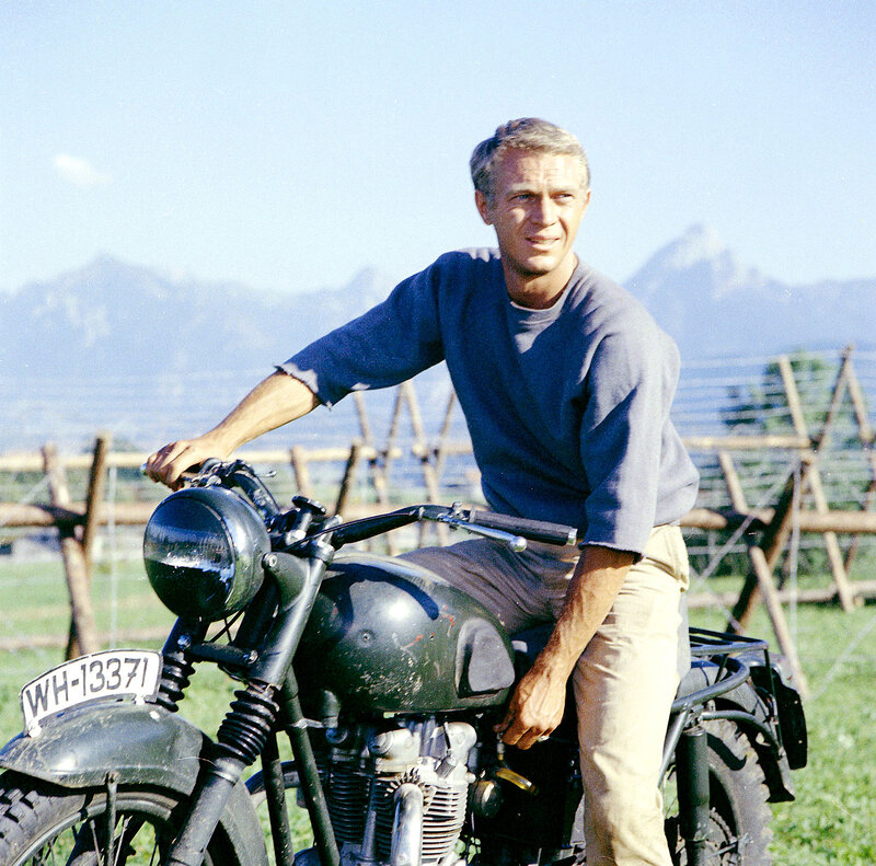 Man on Motorcycle — Blue
