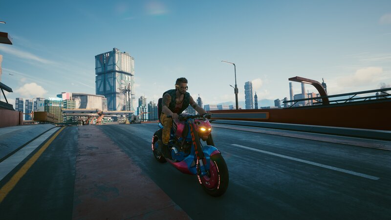 Man on Motorcycle — Blue, Urban