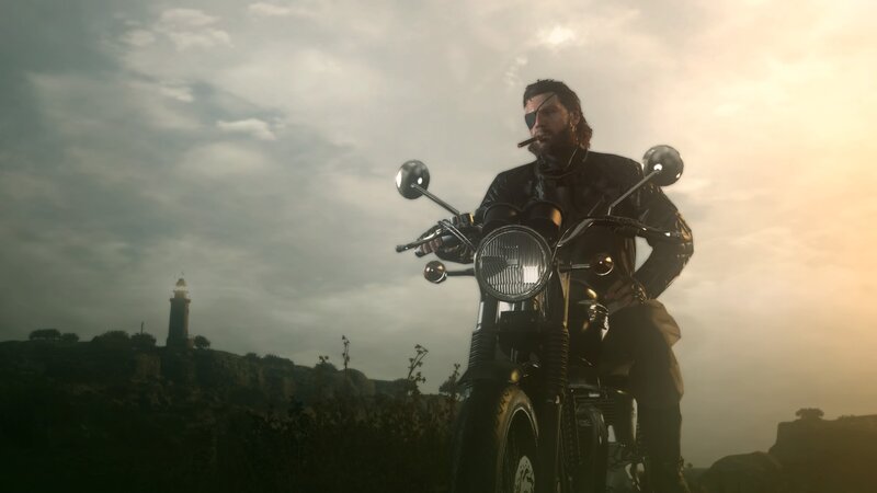 Man on Motorcycle — Gray, Dramatic, Sunset