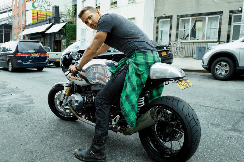 Man on Motorcycle — Gray, Urban, Afternoon