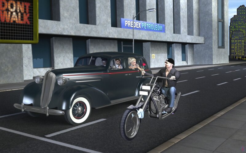 Man on Motorcycle — Gray, Urban
