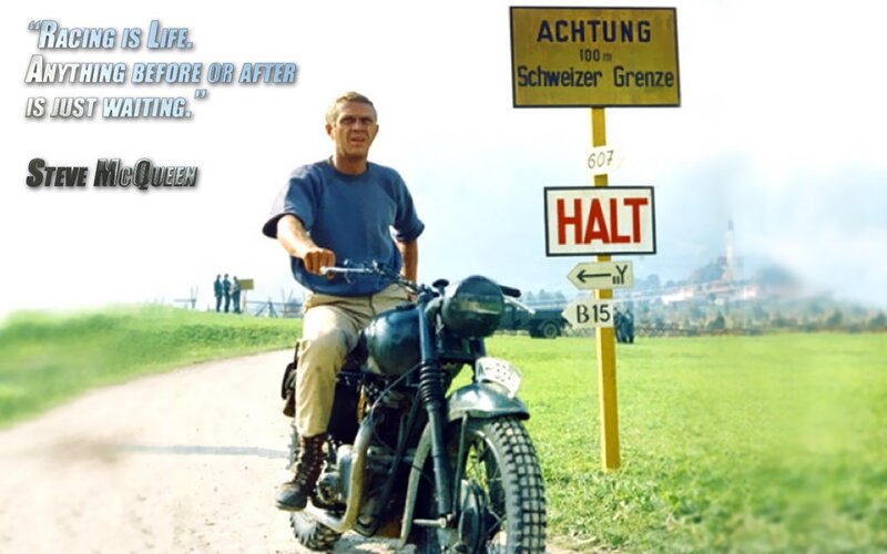 Man on Motorcycle — Green, Dramatic, Afternoon, Photograph