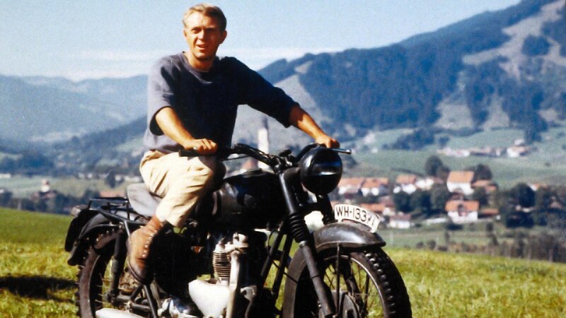 Man on Motorcycle — Green, Serene