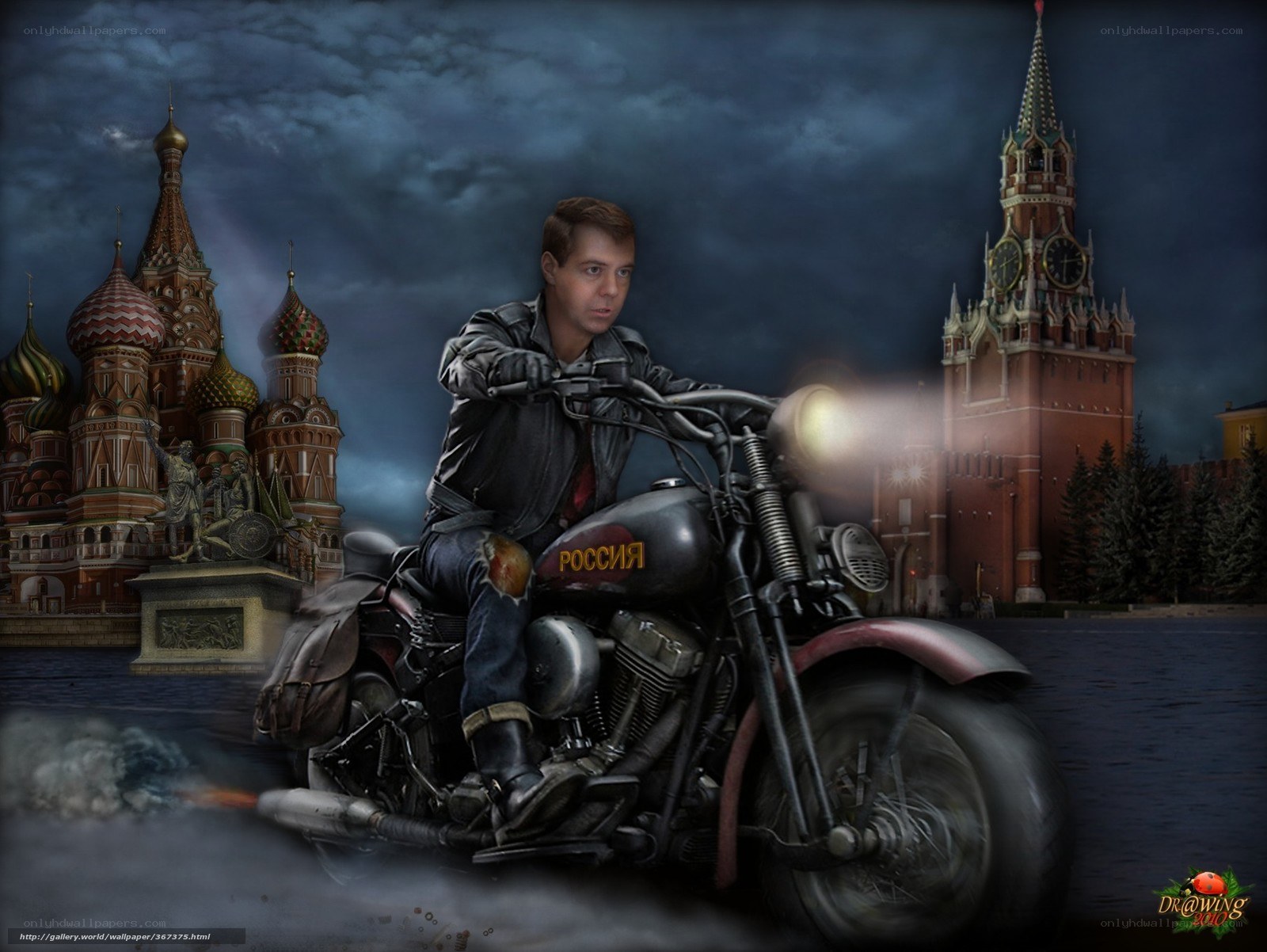 Man on motorcycle in Moscow