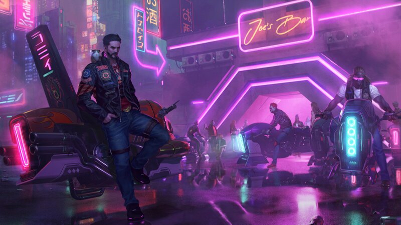 Man on Motorcycle — Purple, Dramatic