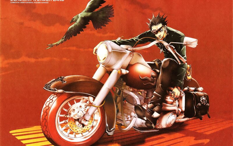 Man on Motorcycle — Red, Dramatic