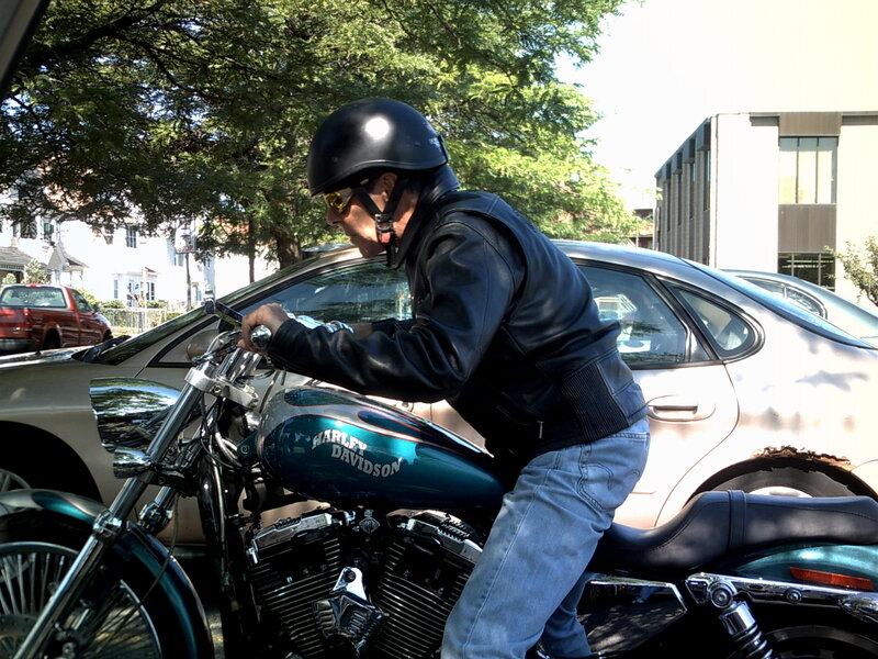 Man on Motorcycle — Teal, Calm