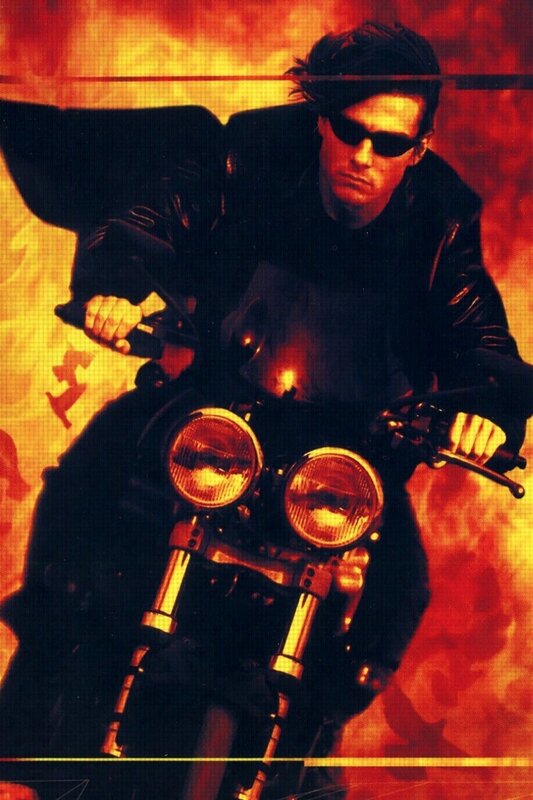 man on motorcycle with flames