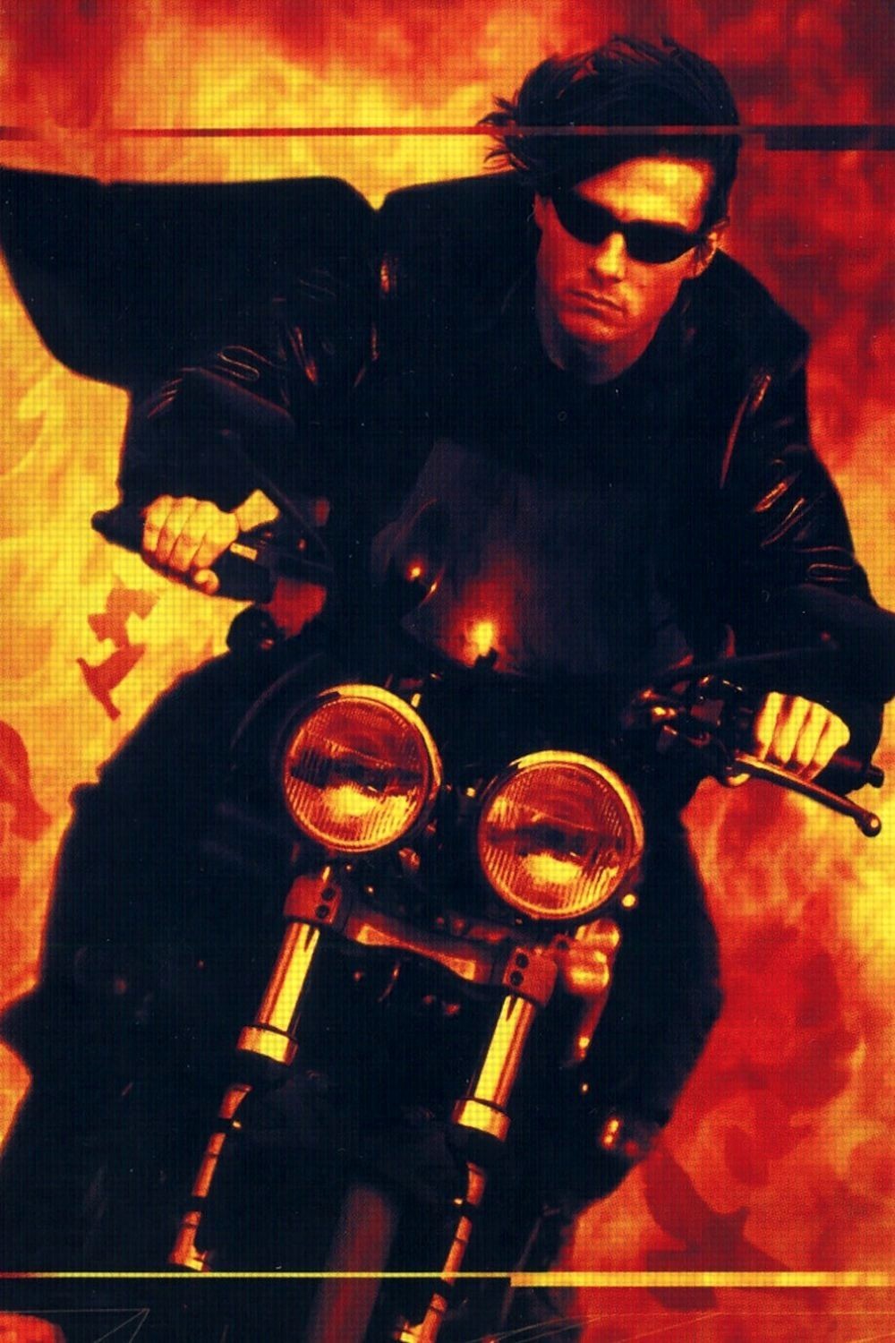 man on motorcycle with flames