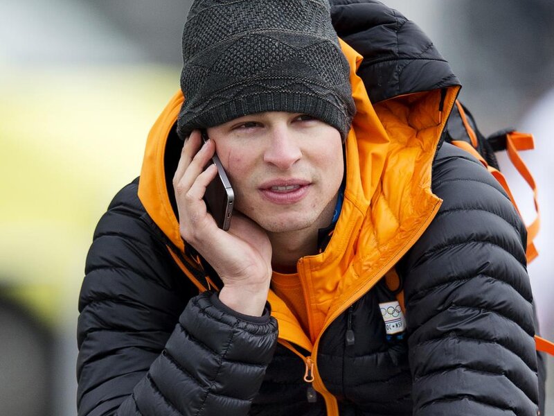 Man on Phone in Winter