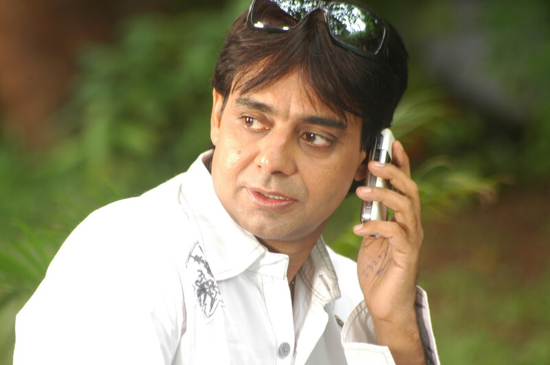 Man on Phone Outdoors — White
