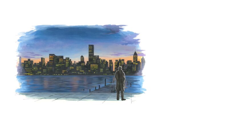 Man on Pier at Dusk