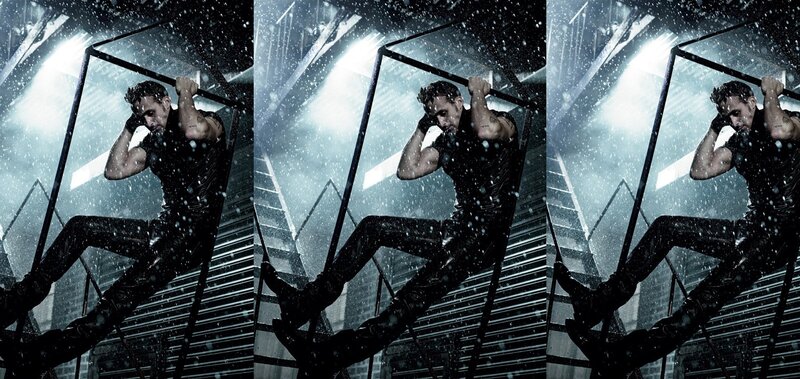 man on pull-up bar in rain