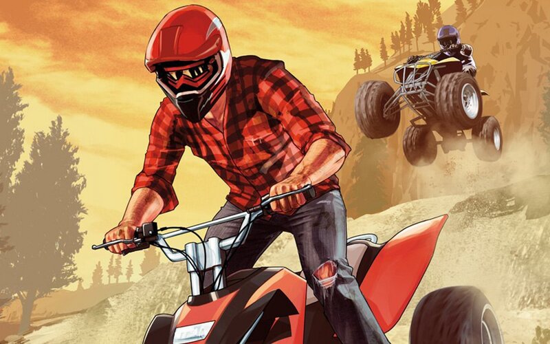 Man on Quad Bike — Red