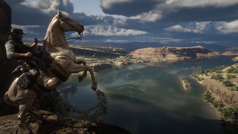 Man on Rearing Horse — Brown, Dramatic