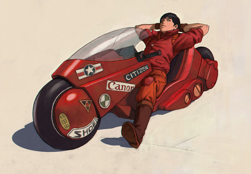 Man on Red Motorcycle — Calm, Manga