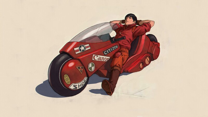 Man on Red Motorcycle — Calm