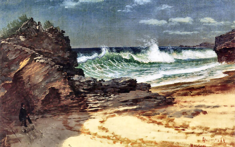 Man on Rocky Beach — Blue